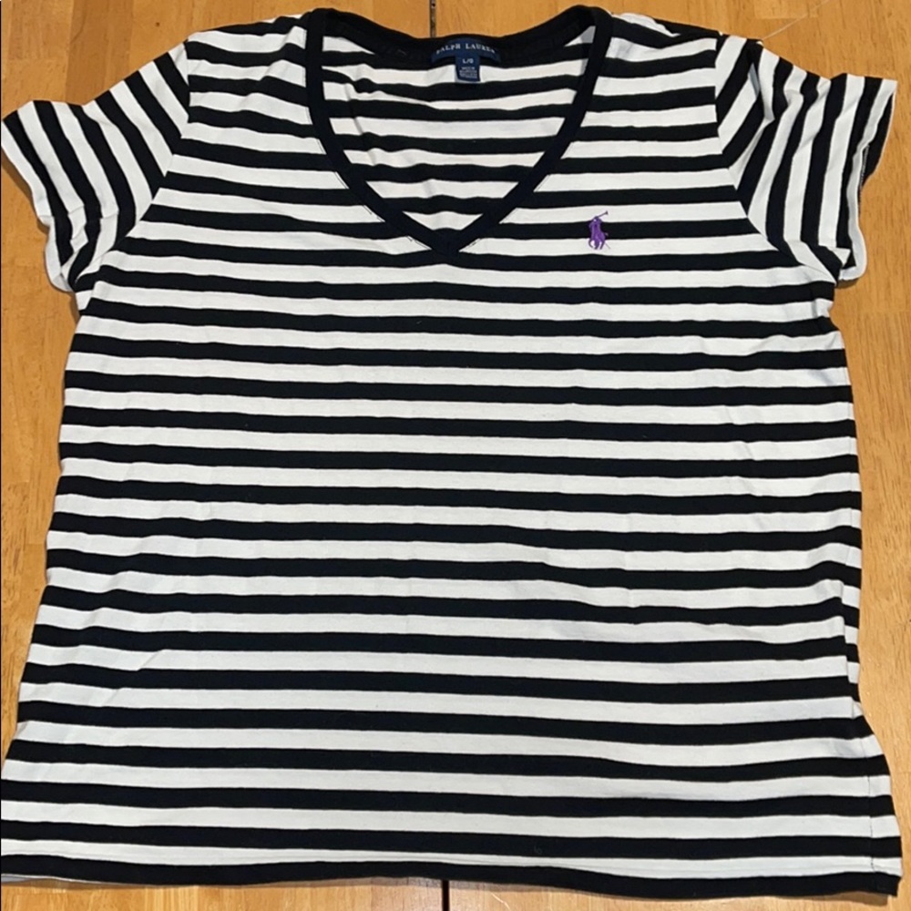 Striped Short Sleeve Polo Shirt.